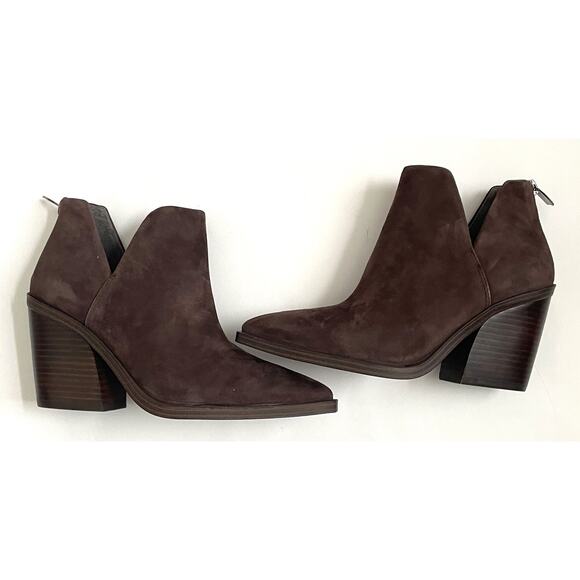 Vince Camuto Suede Leather 3.5" Heel Pointed Toe Bootie Brown Size 6 NEW - Picture 4 of 7